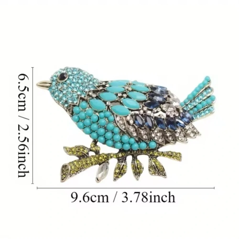 Blue Bird Elegant Turquoise Crystal Brooch